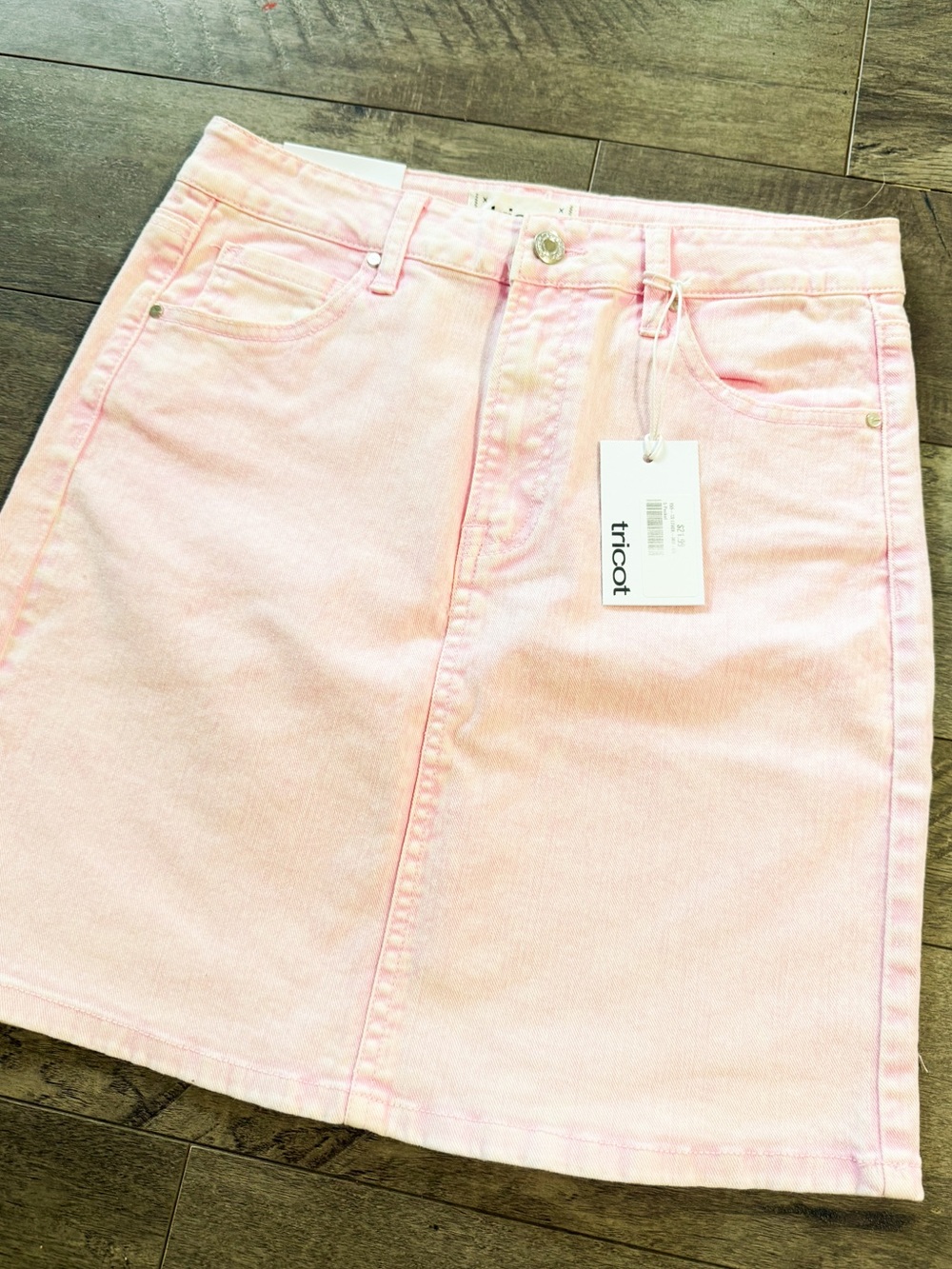 Tricot Light Pink Denim Mini Skirt High Waist NWT | Size S